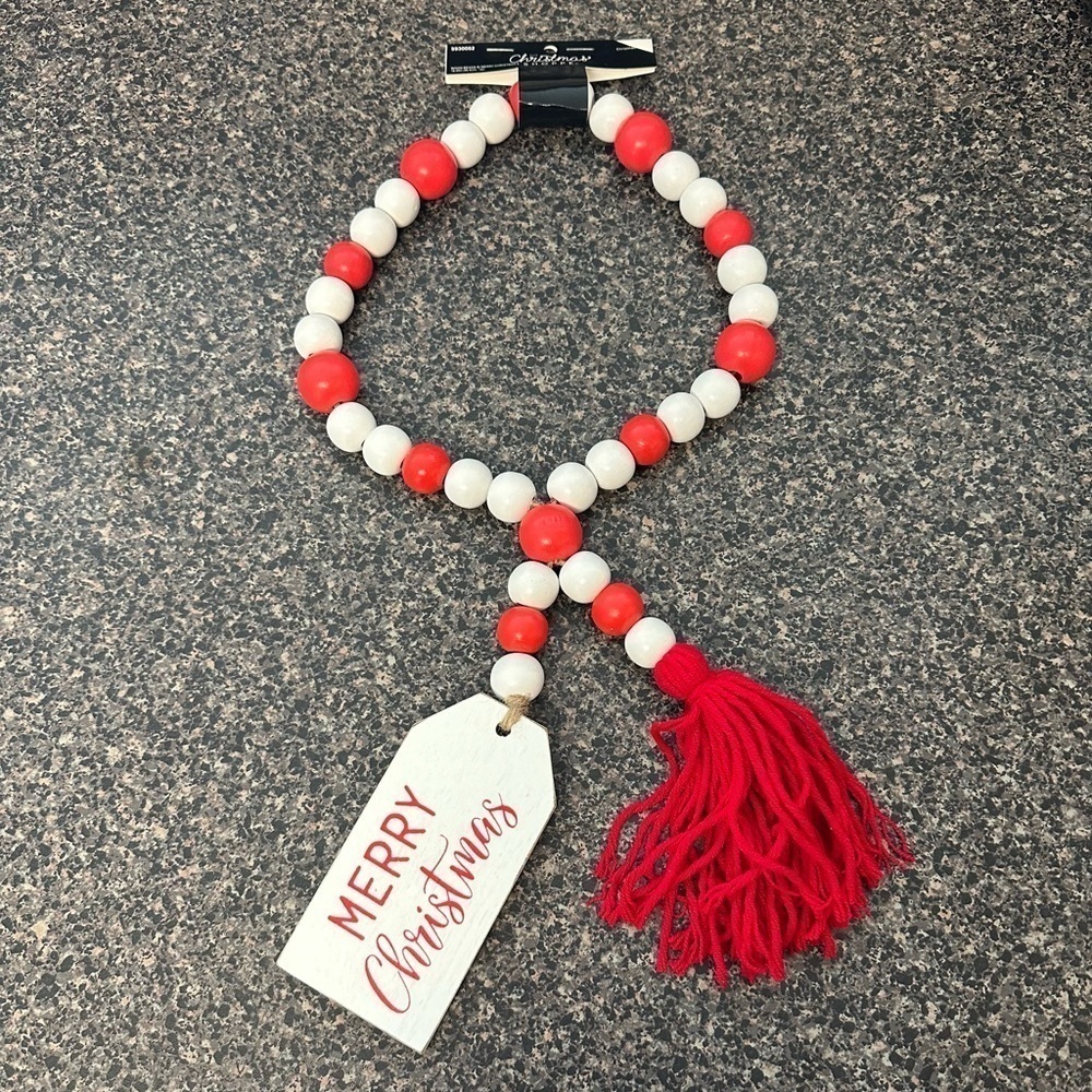 Merry Christmas Beaded Garland With Tassel